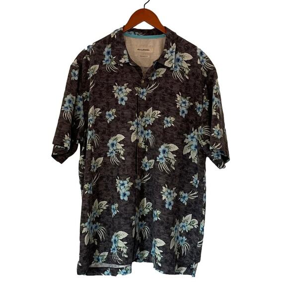 Tommy Bahama Silk Floral Tropical Hawaiian Button Down Short Sleeve Shirt, XL - Picture 1 of 11